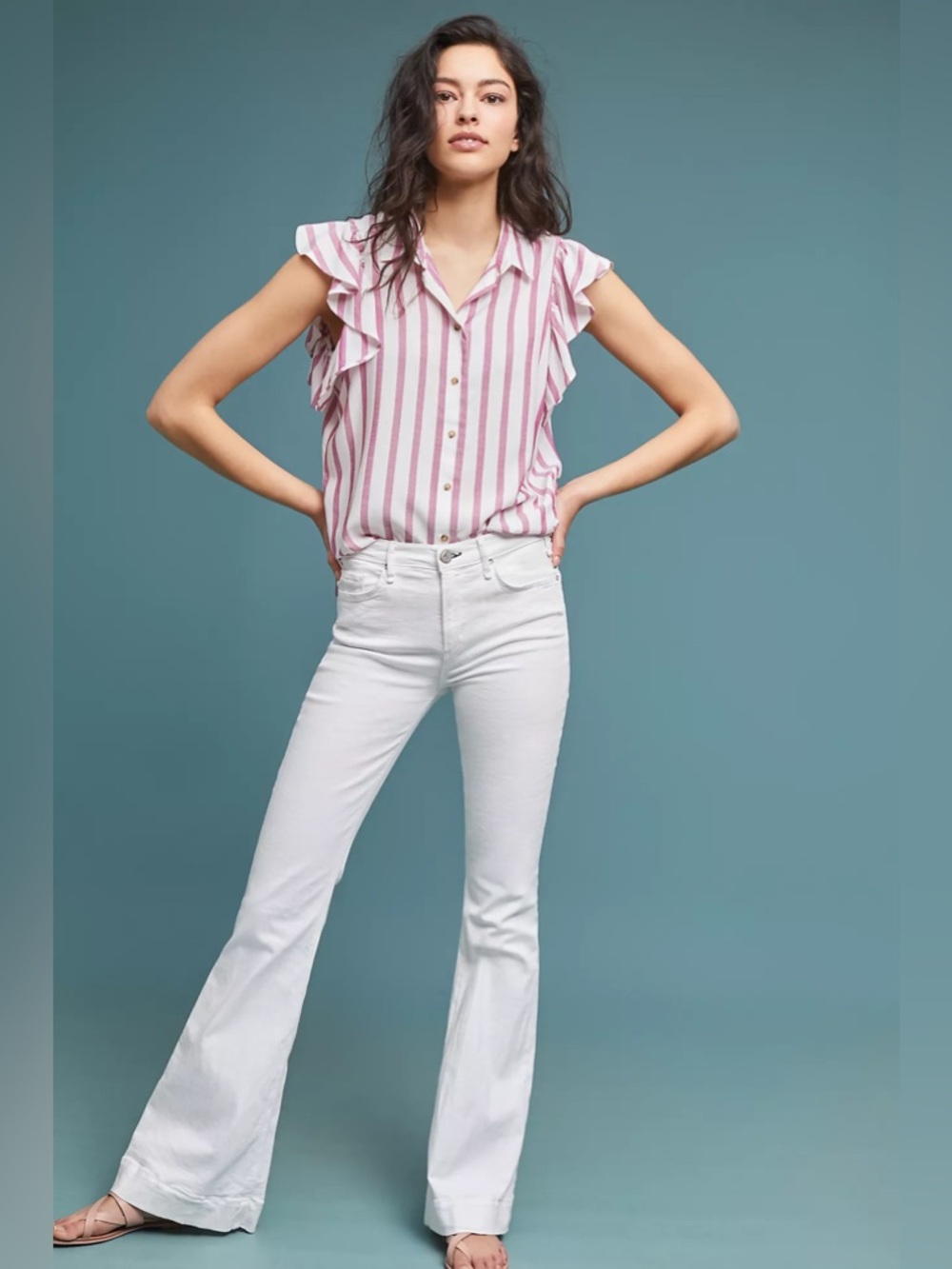 Anthropologie McGuire White Majorelle Flare Denim Jeans